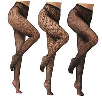 High Waist Fishnet Tights, Thigh High Suspender Stockings Large-X-Large Ast3p-b