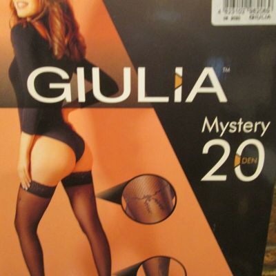 GIULIA MYSTERY VINE TOP CALF DESIGN HOLD UP STOCKINGS  20 DEN 2 SIZES BLACK