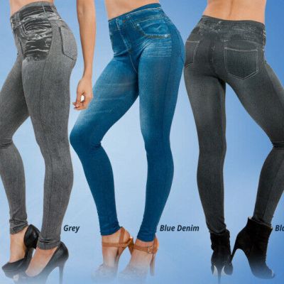 High Waist Denim Jeans Leggings Stretch Slimming Jegging Elastic Pants Trousers