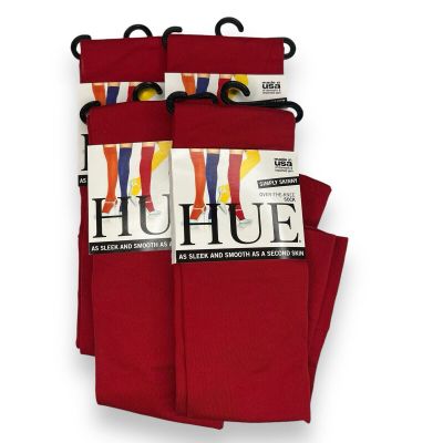 HUE Womens Deep Red Over The Knee Socks One Size Simply Skinny 4 Pairs New