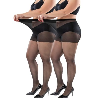 ibonas Sheer Pantyhose Plus Size - 2 Pack 20D Ultra Durable Queen Size Tights...