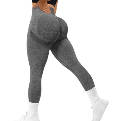 amazon butt scrunch contour seamless amplify legging gym workout slimming gray S