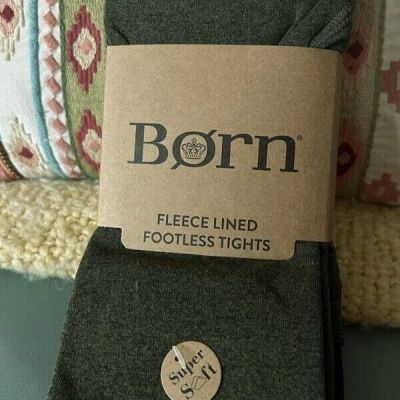 Born Fleece Lined Footless Tights Size L/XL NEW 170-225 lbs Black/Heather Green