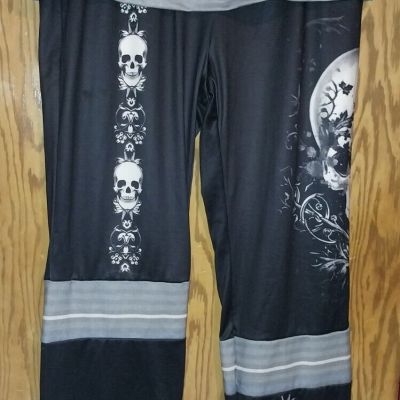 Skull Leggings With Striped Skirt Attatched NWOT XXL Punk Goth