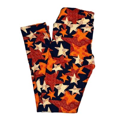 NEW Lularoe Leggings Americana Patriotic Stars Blue Orange Fireworks OS One Size