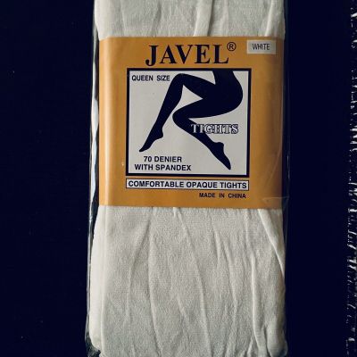 New 2 pairs Javel White Queen Size Comfortable Opaque Tights Pantyhose