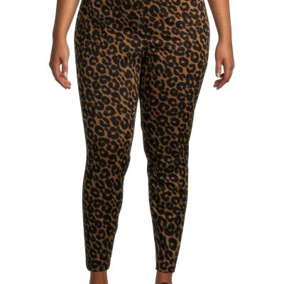 Womens LEOPARD Print Jeggings Size 4X-5X Skinny Mid Rise Stretch Pockets Soft