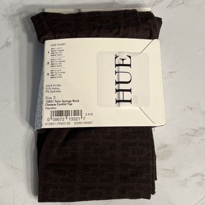 HUE TRINA TURK Design Tights Size 2 Expresso Brown Black 110-180 Lb