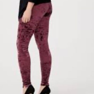 LOGO by Lori Goldstein Panne Crushed Velvet Pull On Leggings Size XL A283010 NEW