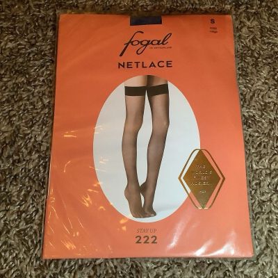 Fogal Netlace fishnet stay up stockings, color indigo (blue), size: S