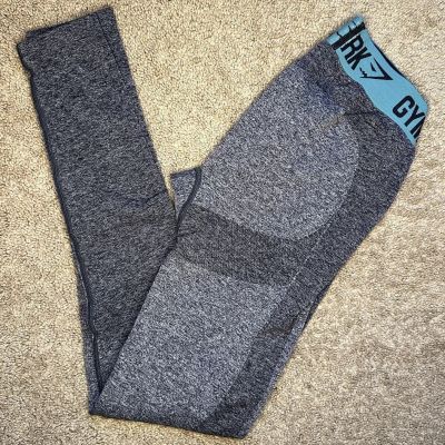 Gymshark Flex Seamless Pull On High Rise Athletic Leggings Grey/Teal Women Small