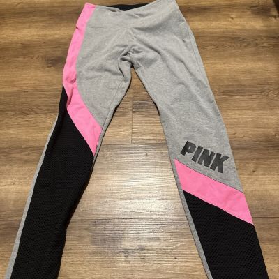 PINK Victoria's Secret LEGGINGS YOGA PANTS Womens Med. Pink Black Gray