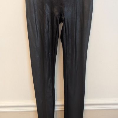 SPANX Black Faux Leather Leggings Pants Sz M