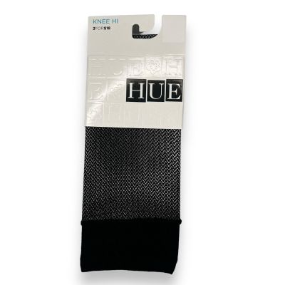 HUE Shimmer Herringbone Knee Hi Knit Womens One Size Black 1 Pair NEW