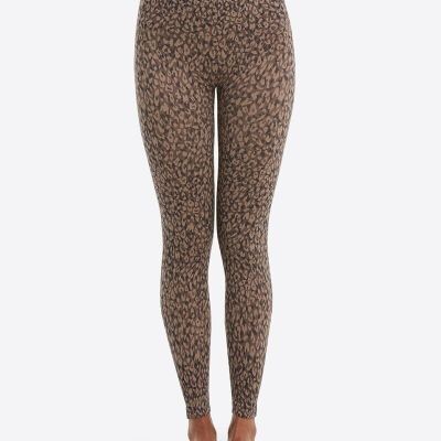 Spanx Look At Me Now Seamless Compression Leggings SZ Med mob wives Animal Print