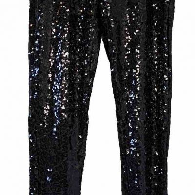 TIPSY ELVES Black Sequin Satin Waistline Leggings Size XS Stretch Pants NWT