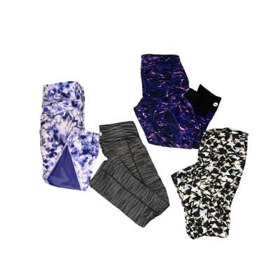 Women’s Medium Workout Athletic Patterned Capri Leggings 4 Piece Bundle