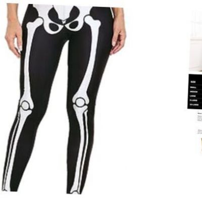 Trendy Design Workout Leggings - Fun Fashion Graphic Medium Skeleton Bones