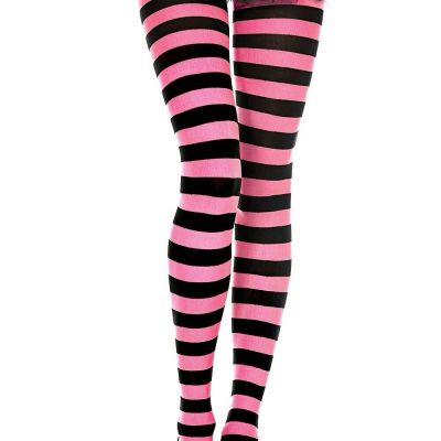 Black  Pink Striped Halloween Pantyhose Music Legs 7419