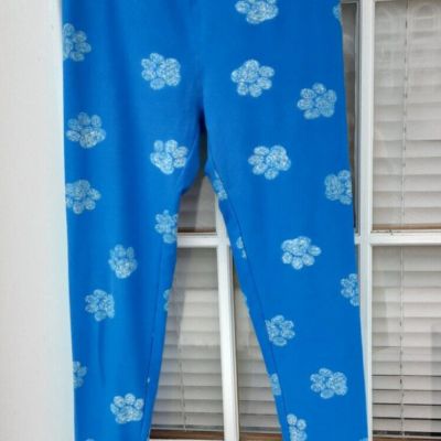 LuLaRoe LEGGINGS OS One Size (Fits 0-10)  Pawprints on Bright Blue Leggings