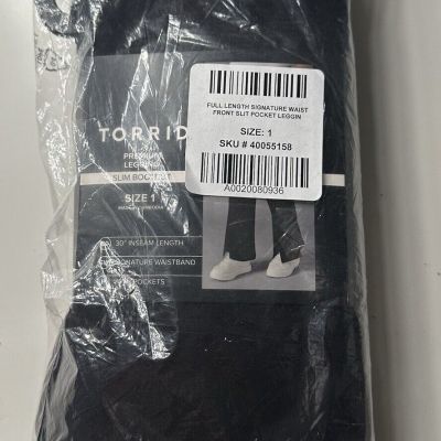Torrid Full Length Signature Waist Slim Front Slit Pocket Legging Black Size 1