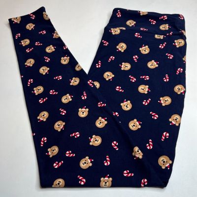 NEW LuLaRoe TC Leggings BLUE BROWN RED Teddy Bear CANDY CANE Christmas Holidays