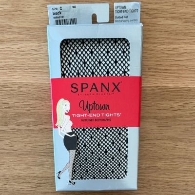 SPANX Uptown Tight-End Tights in Black Dotted Net - Size C - New in Box