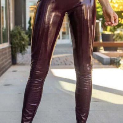 NWT New SPANX Faux Patent Leather Liquid Gloss LEGGINGS-20301R-Ruby-Size LARGE!