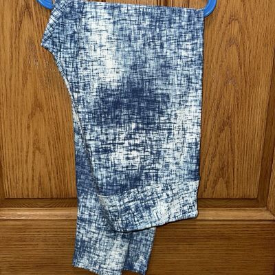 NEW LuLaRoe TC2 Legging BLUE WHITE SUBTLE Knit Linen Look Line Fleck Stripe Dash