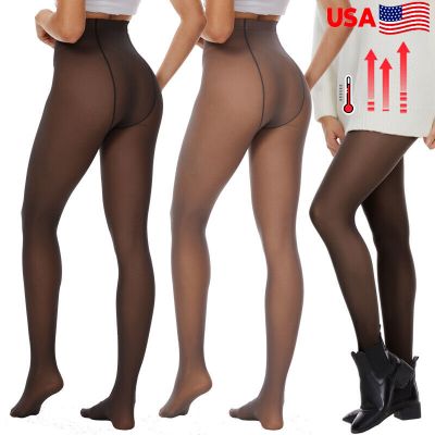 Women Thermal Fleece Lined Tights Translucent Pantyhose Stockings Warm Winter US