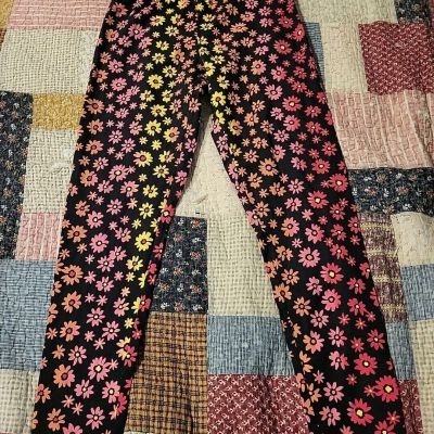 No Boundaries Sunflower Black Pink Yellow Ankle Leggings Juniors Size M 7 - 9