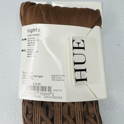 NWT Hue Women's Cabled Rib Control Top Tights Size S/M Caramel 1 Pair