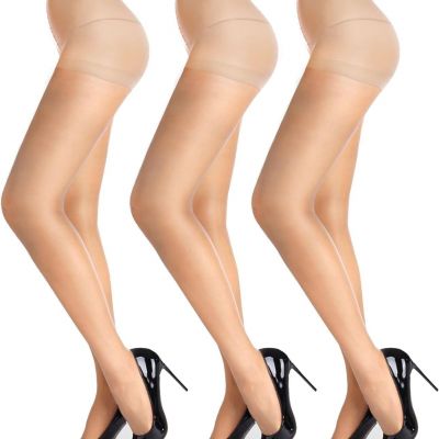 3 Pack Women's Sheer High Waist Tights-20D with Support and Reinforced Toes Pant