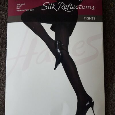 New Hanes Silk Reflections Silky Opaque Tights Control Top Size 2P Black