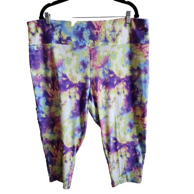 Terra & Sky Women Size 3X (24W-26W) Cropped Leggings Soft Comfort Tie Dye