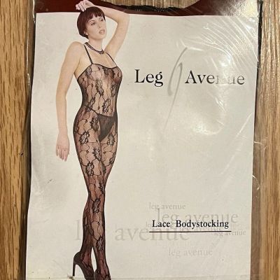 Sexy LEG AVENUE Black Nylon Lace Body Stocking Intimate OS 90-165lbs Sealed