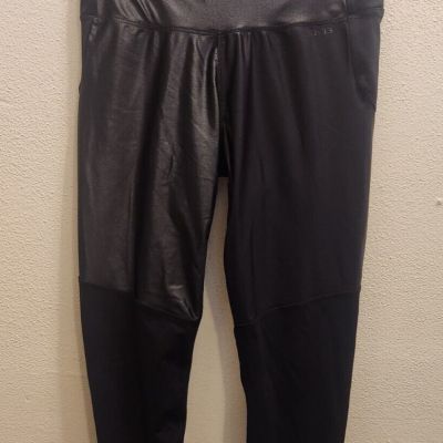 AR-33 Womens sz M Black Part Shiny Leggings Workout Athletic 33-5