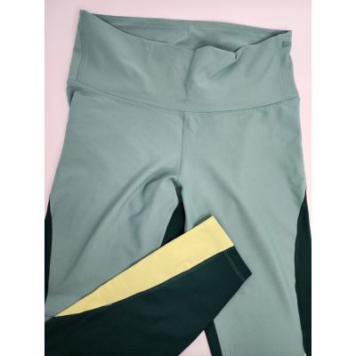 Old Navy Women's Leggings Size L Green Color Block Go Dry Workout Pants Yoga