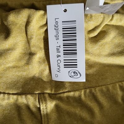 Lularoe Tall Curvy Leggings Solid Yellow Mustard Dandelion Size 12 TO 18