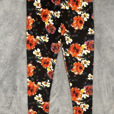 Bobbie Brooks Leggings Women's 2XL Plus Size Floral Black Yoga