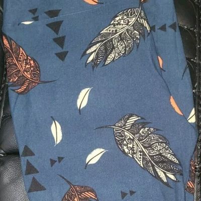 lularoe tc leggings Blue With Feathers