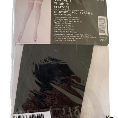 NWT MUSIC LEGS  Black Knit Opaque Pattern Thigh High Stockings OS  100-175 lbs