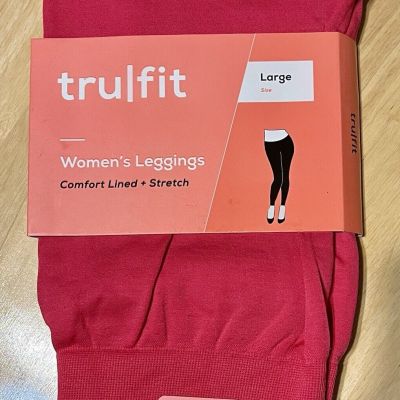 TruFit Footless Fleece Lined Leggings Size Large Pink NWT