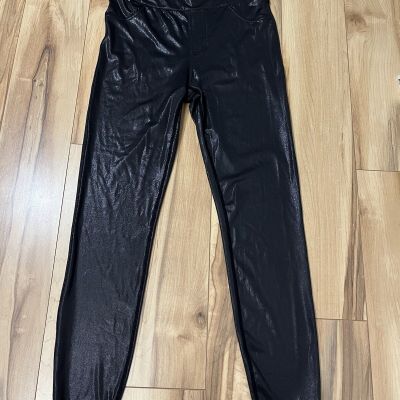 Halara Work Leggings S Softlyzero Faux Leather High Waisted Shiny Dusk Black NWT