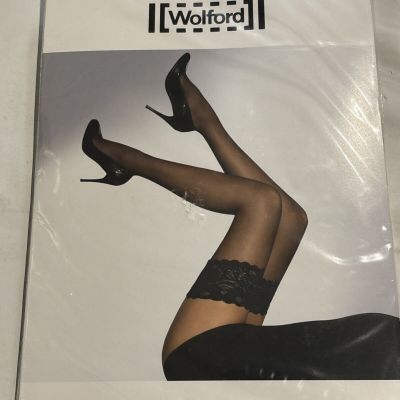 Wolford Satin Touch 20 Stay Up Thigh High Lace Top Stockings Sz Large L Marmor