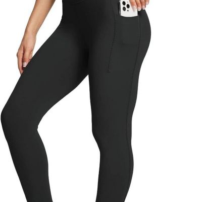 BALEAF Women's Leggings with Pockets Tummy Control Workout High Medium, Black