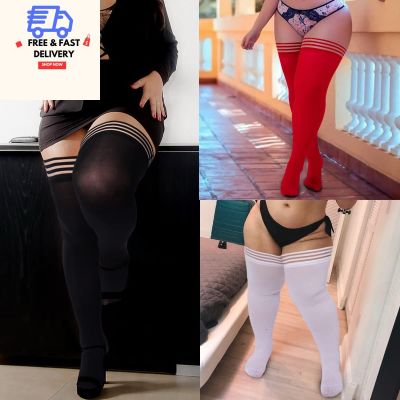 Plus Size Thigh High Stockings Womens Silicone Top Stay up Lingerie Thigh Highs