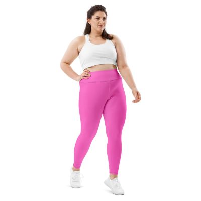 All-Over Print Plus Size Leggings - Pink Plus Size Leggings