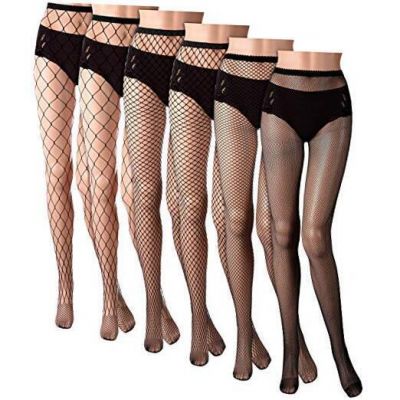 Geyoga 6 Pair Plus Size Fishnet Stockings Women Fishnet Tights High Waist