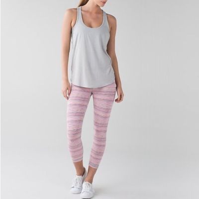 Lululemon Wunder Under Crop Leggings in Cyber Stripe Flash Light Menthol